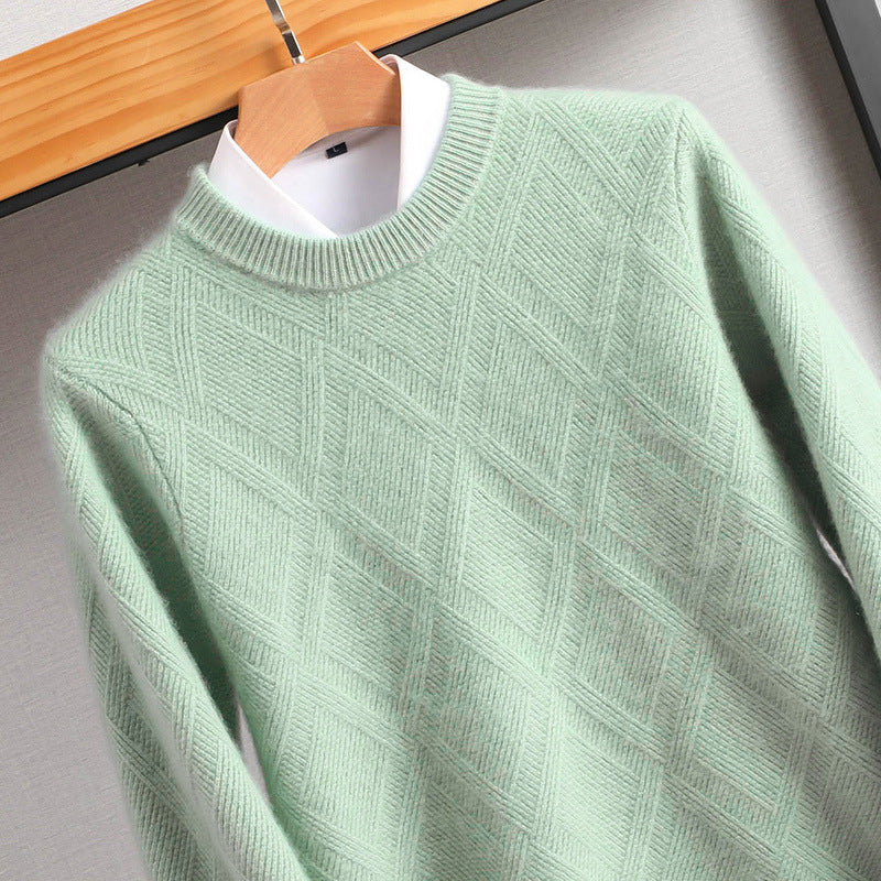 Herren Feiner Rautenstruktur Rundhalspullover aus Merino‑Blend mit softem Griff Shop Nory