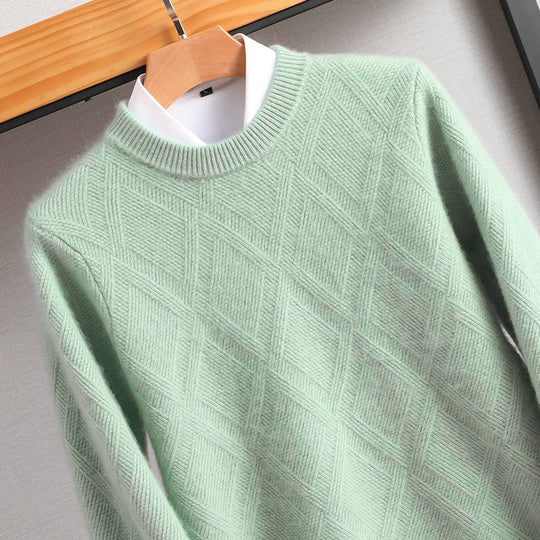 Herren Feiner Rautenstruktur Rundhalspullover aus Merino‑Blend mit softem Griff Shop Nory