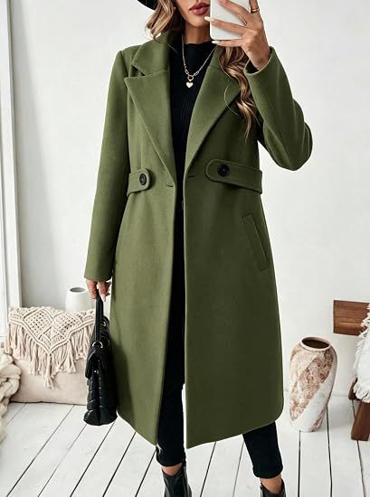 Damen Midilanger Wollmix-Mantel mit Taillenpatte und klassischem Revers Shop Nory