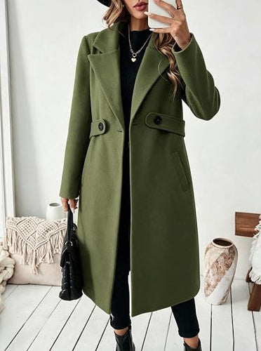 Damen Midilanger Wollmix-Mantel mit Taillenpatte und klassischem Revers Shop Nory