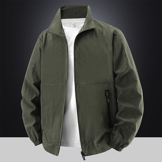 Herren Leichte Baumwoll-Mix-Übergangsjacke mit Stehkragen und verdecktem Reißverschluss Shop Nory