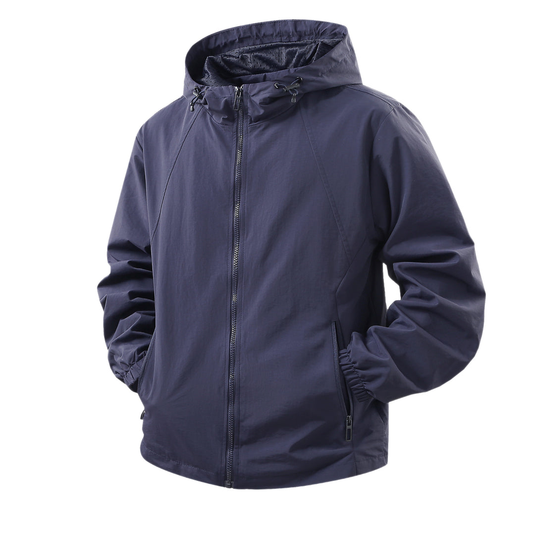 Herren Leichte atmungsaktive Kapuzen-Windjacke mit Mesh-Innenfutter und Reißverschlusstaschen Shop Nory