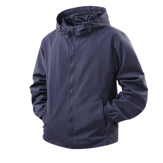 Herren Leichte atmungsaktive Kapuzen-Windjacke mit Mesh-Innenfutter und Reißverschlusstaschen Shop Nory