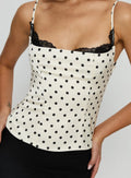 Damen Polka Dots Bustier-Top mit Spitzenakzenten