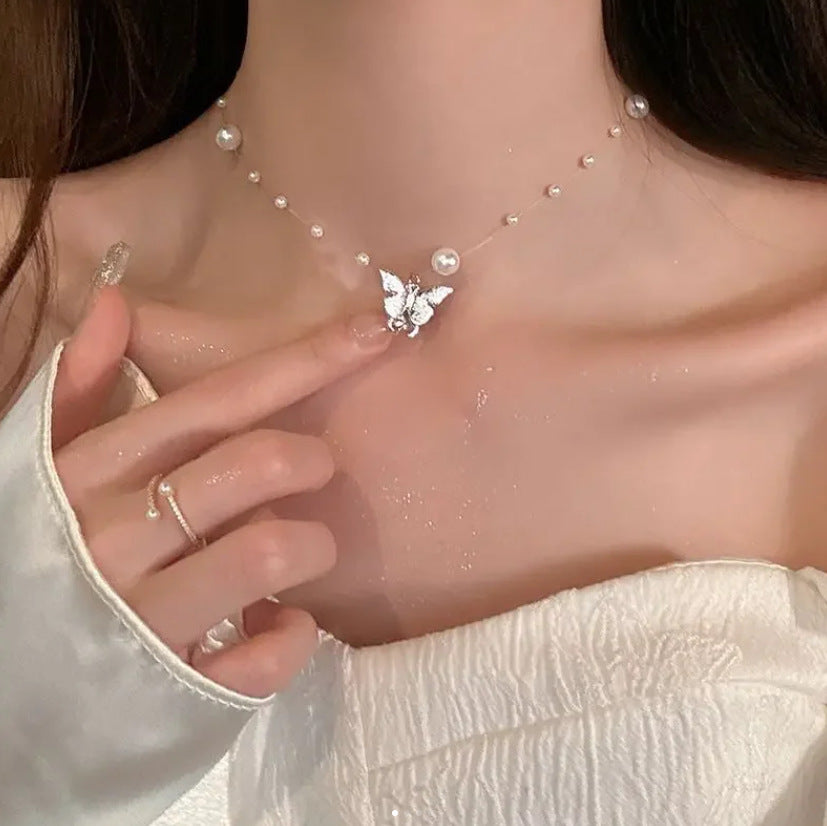 Damen Choker-Halskette mit floralen Details und Perlenakzenten Shop Nory