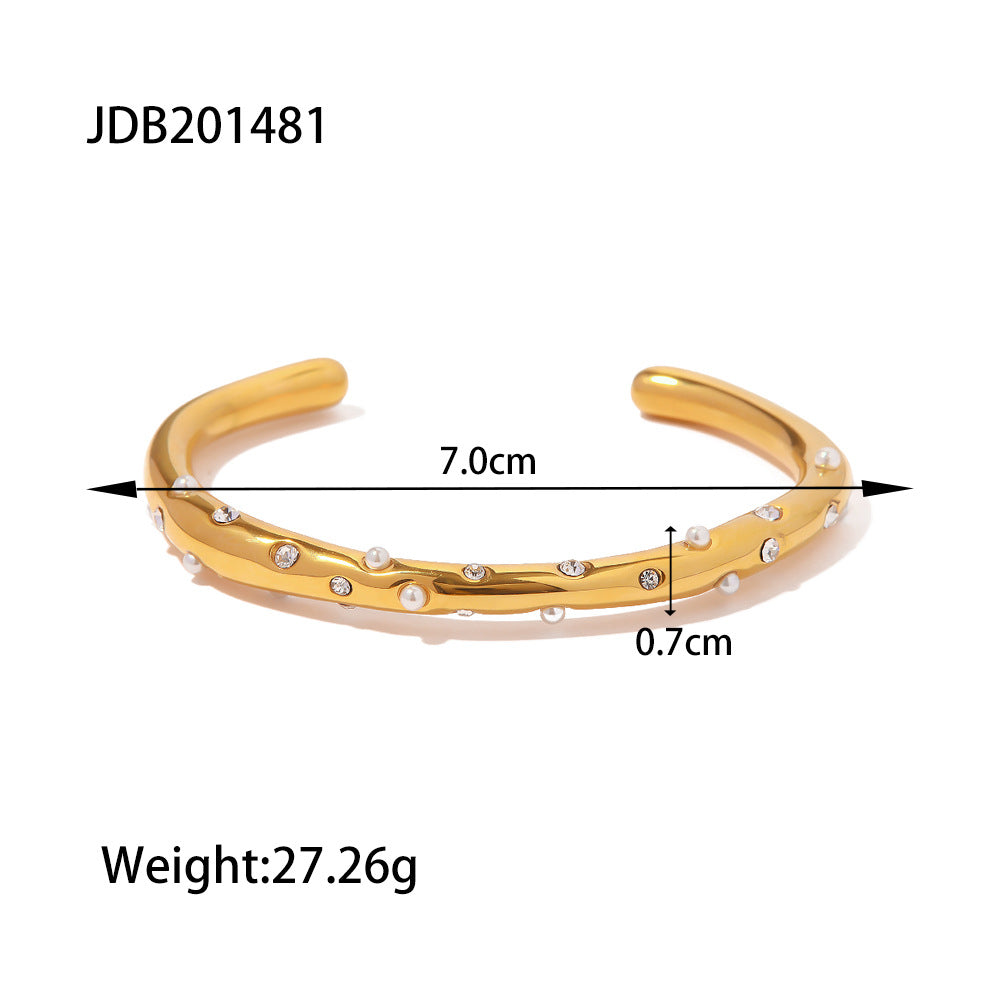 Damen Offenes Armband mit elegantem, geschwungenem Design aus hypoallergenem Edelstahl Shop Nory