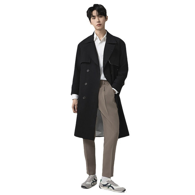 Herren Oversized Doppelreihiger Wollmix-Trenchcoat mit Schalkragen und Überschlagblende Shop Nory