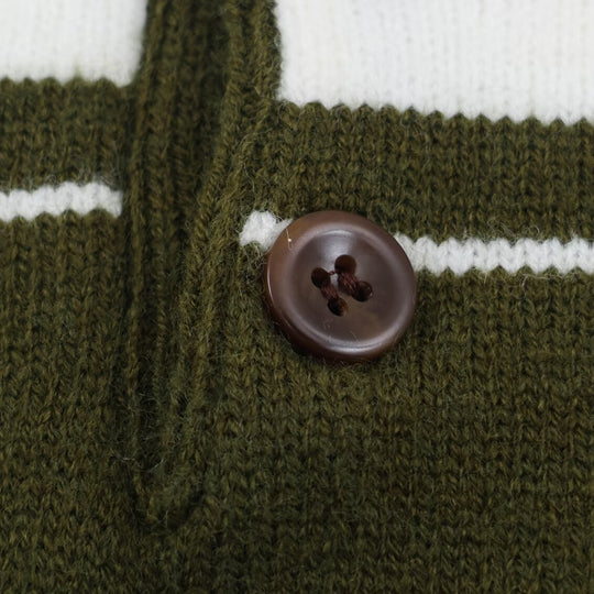 Damen Gestreifter Polokragen-Pullover mit Knopfleiste und Rippbündchen Shop Nory