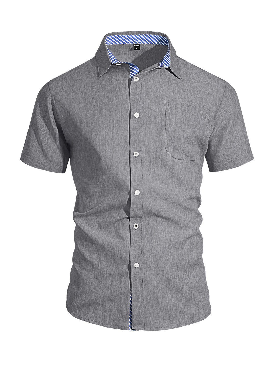 Herren nan Business-Casual Kurzarmhemd mit gestreiftem Kragenfutter und Brusttasche