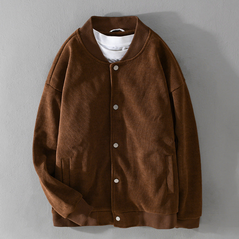 Herren Cord-Collegejacke mit Druckknopfleiste und Rippbündchen Shop Nory