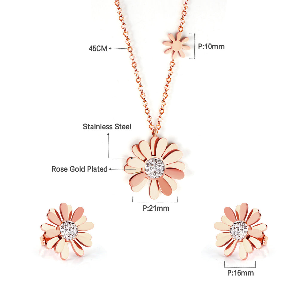 Damen Schmuckset mit floralem Design und funkelnden Zirkonia Shop Nory