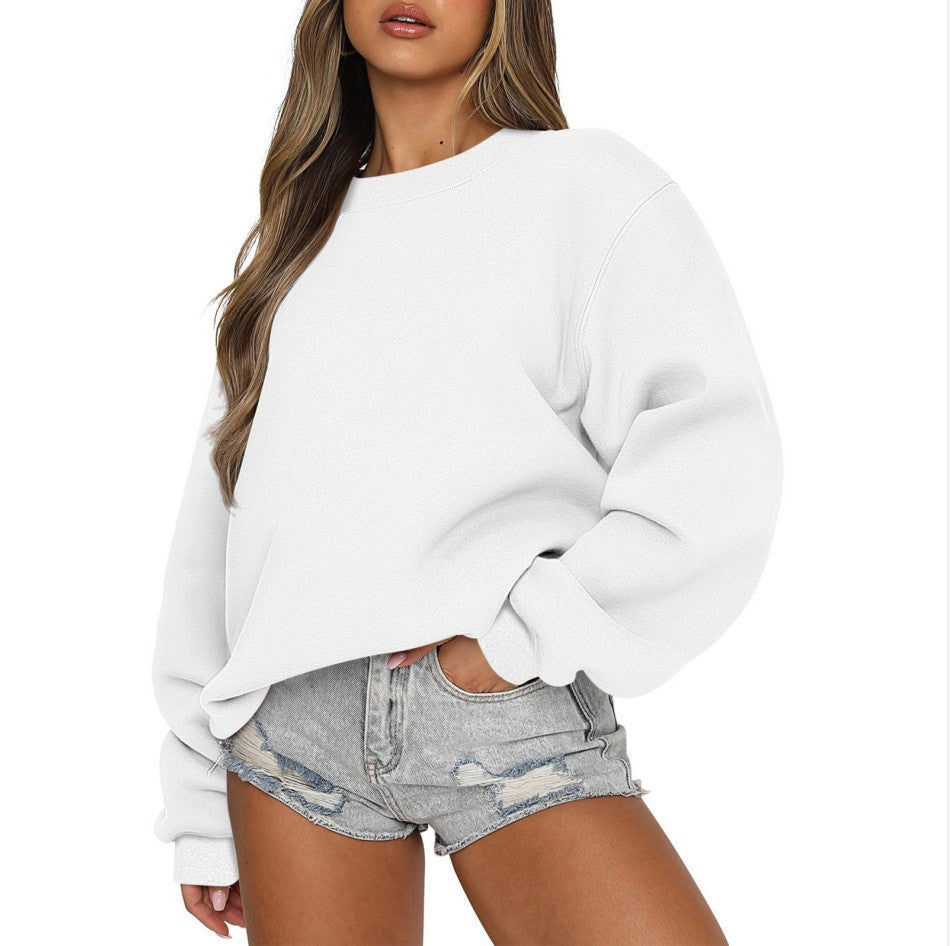 Damen nan oversized Rundhals-Sweatshirt aus Baumwollmix mit überschnittener Schulter, angerauter Innenseite und elastischen Bündchen Shop Nory