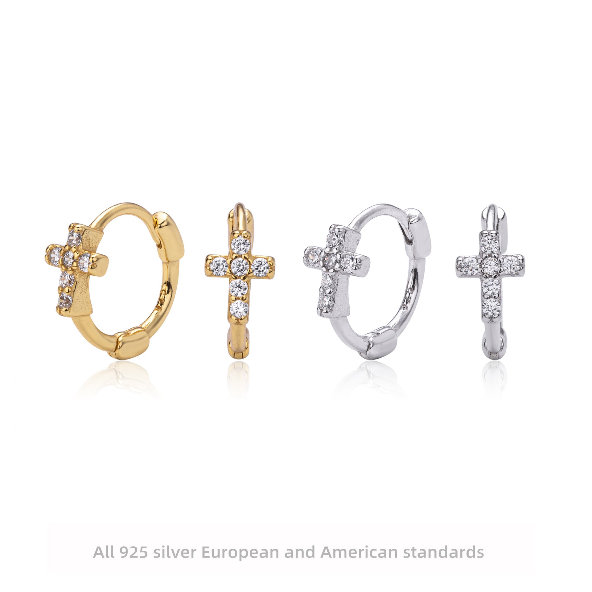 Damen Ohrhänger mit funkelndem Kreuzdesign aus 925 Sterling Silber Shop Nory