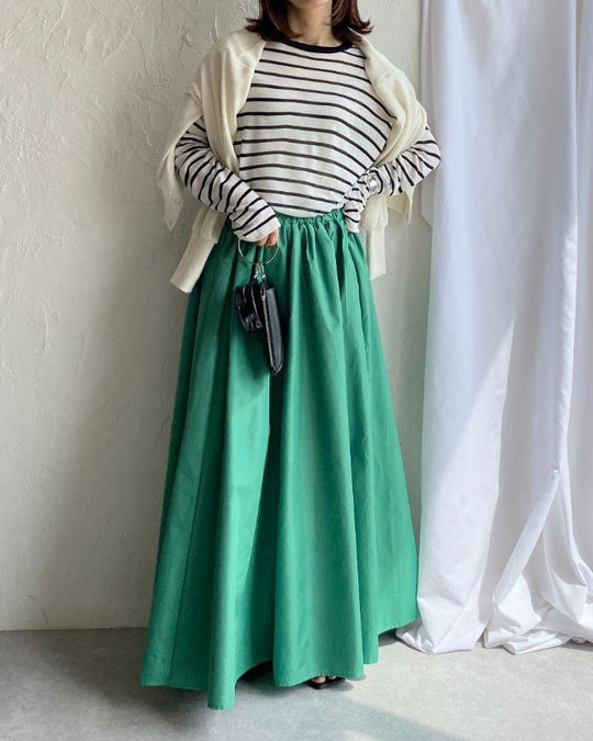 Damen Eleganter Teller‑Maxirock mit hohem Bund, versteckten Eingrifftaschen und verstärktem Saum Shop Nory