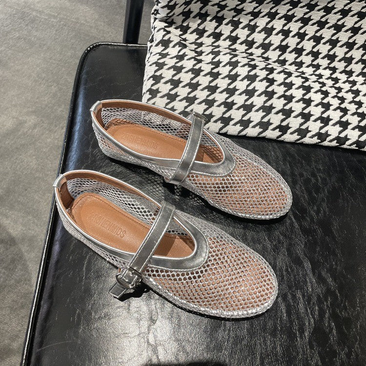 Damen Netz-Slipper mit verstellbarem Riemen und weichem Innenfutter