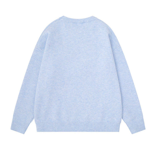 Damen Kuscheliger Strickpullover mit Eisbär-Applikation und eingearbeitetem Streifenschal Shop Nory