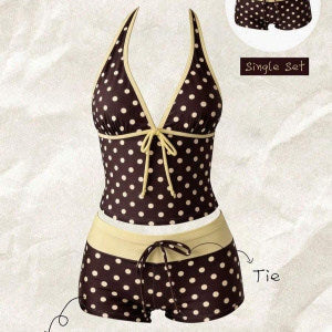 Damen Tankini mit modischem Punktmuster und verstellbarem Halter