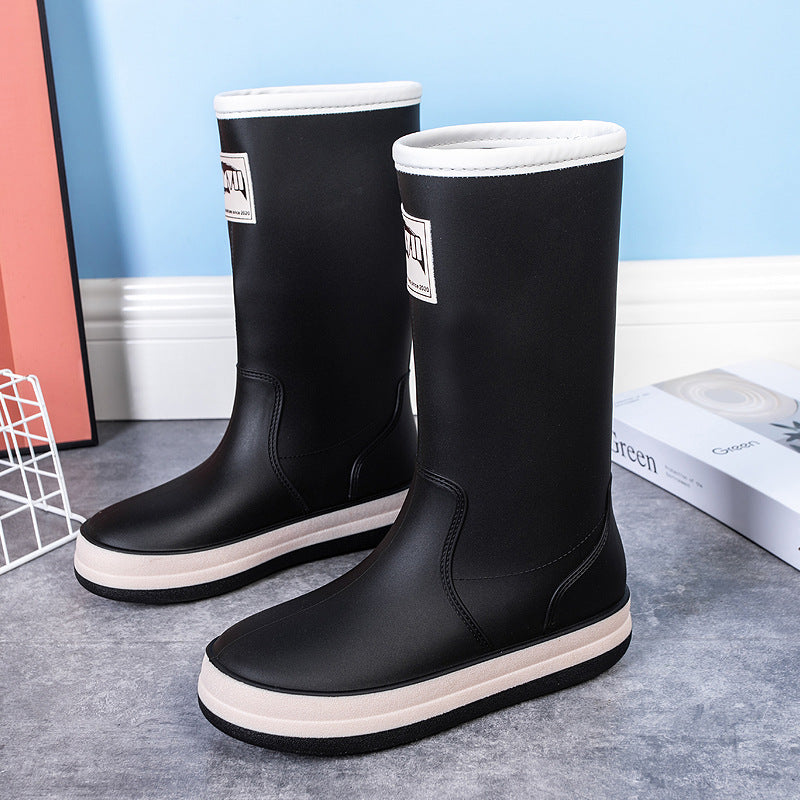 Damen Mittelhohe Plateau-Regenstiefel mit wasserfester Vollgummi-Konstruktion Shop Nory