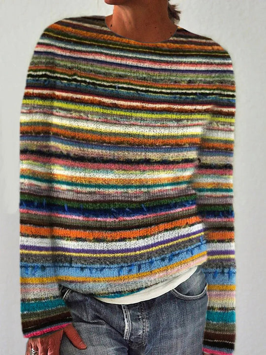 Damen nan bestickter Strickpullover mit reliefartiger Blumenstickerei und Rundhalsausschnitt Shop Nory