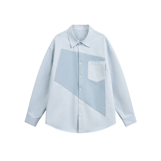 Unisex Oversize Patchwork-Jeanshemd mit kastigem Schnitt Shop Nory