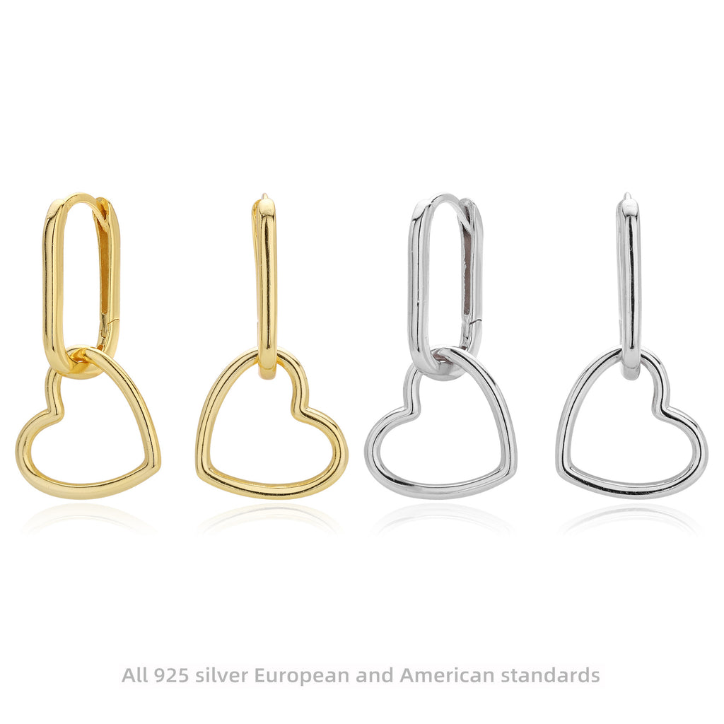 Damen Ohrhänger im modernen Herzdesign aus 925 Sterling Silber Shop Nory