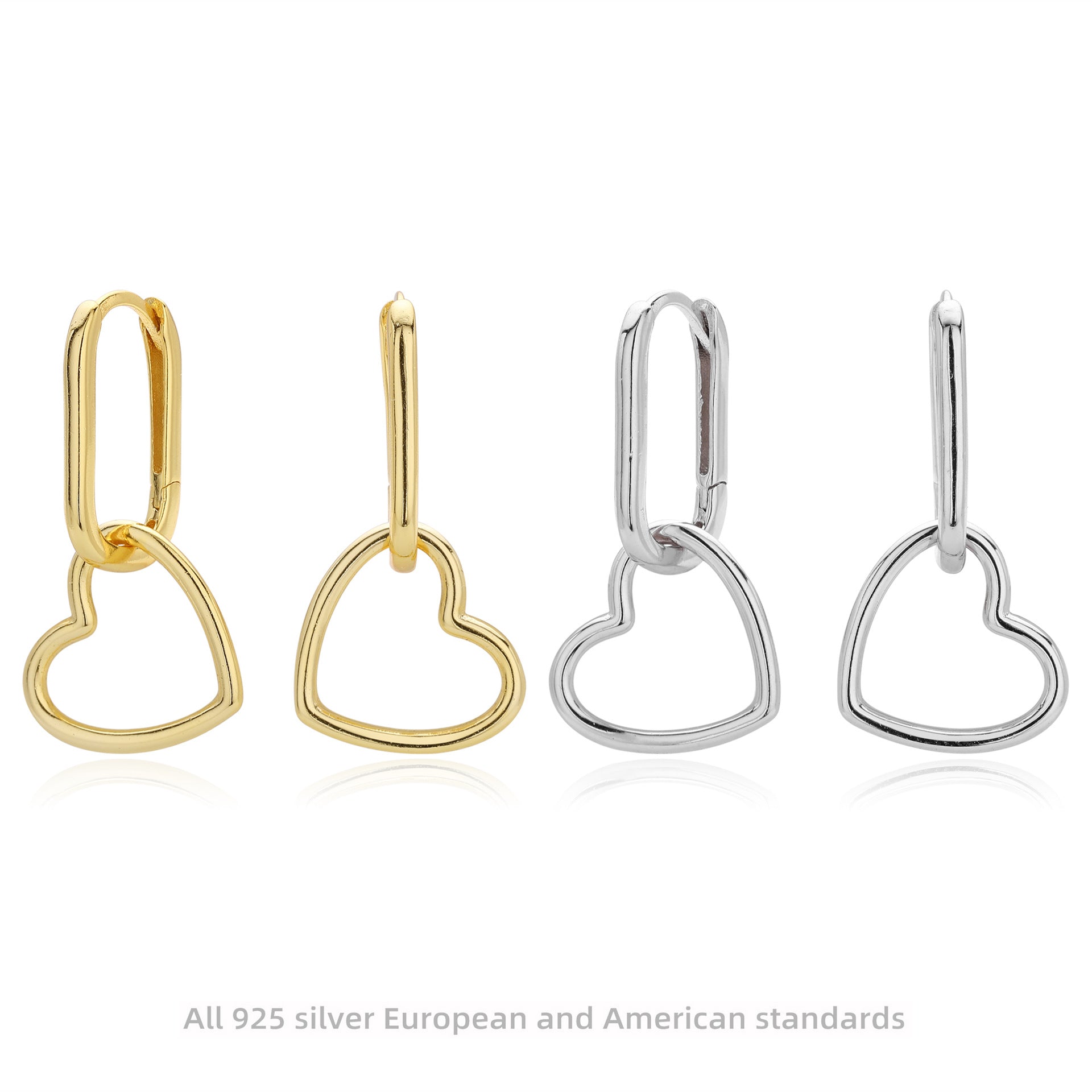 Damen Ohrhänger im modernen Herzdesign aus 925 Sterling Silber Shop Nory