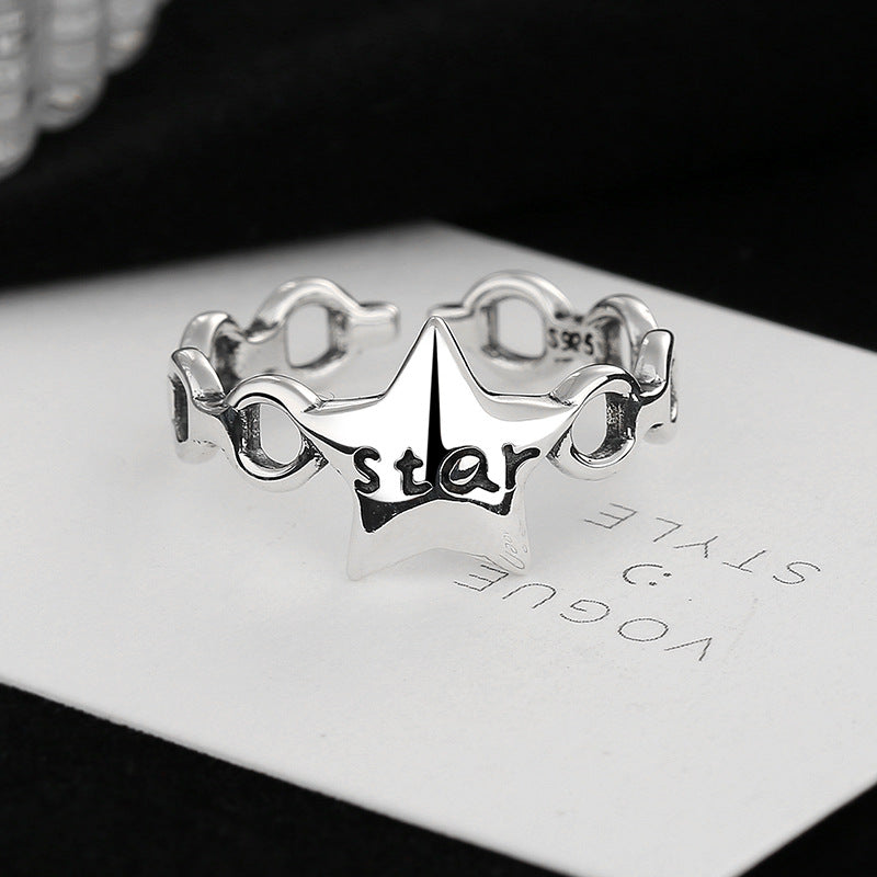 Damen Ring mit modernem Sternendesign und gravierter Schrift Shop Nory