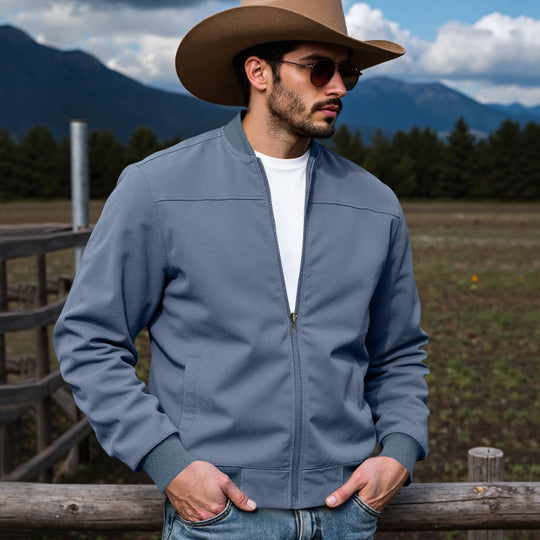 Herren Leichte Bomberjacke mit Reißverschluss, Rippbündchen & minimalistischer Nahtstruktur Shop Nory