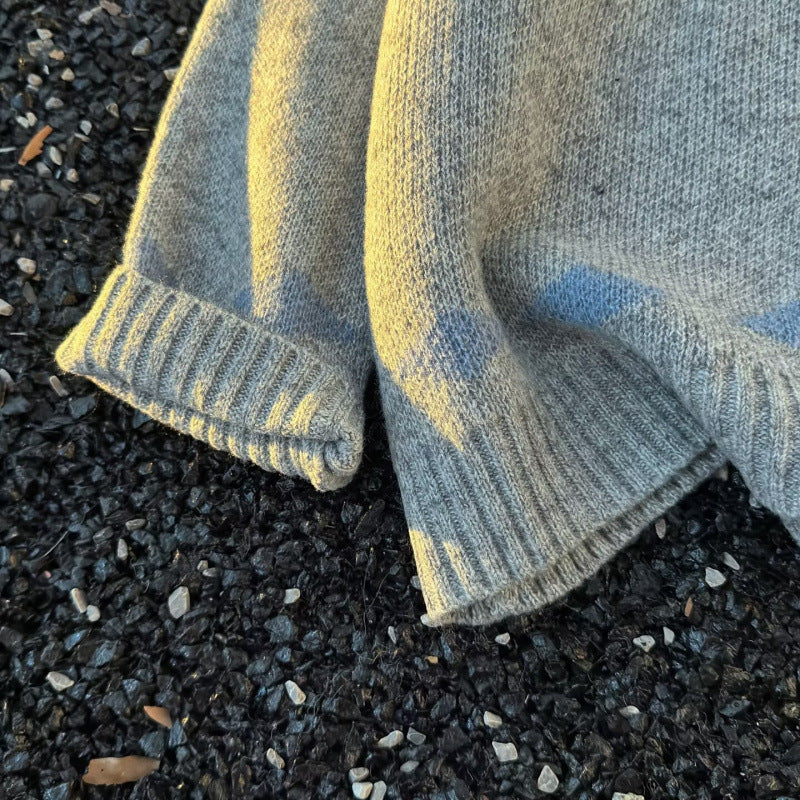 Unisex Grobgestrickte Norweger-Cardigan mit Rundhals, durchgehendem Reißverschluss und Jacquard‑Yoke Shop Nory