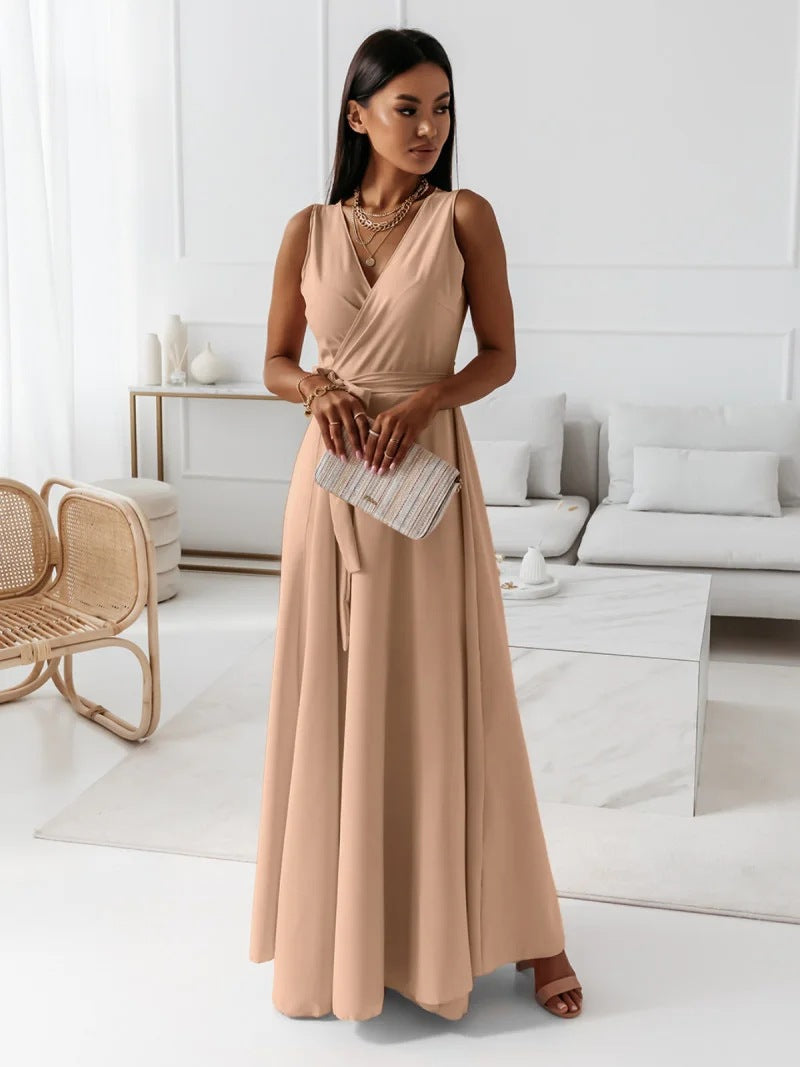 Damen Elegantes Wickel-Minikleid mit tiefem V-Ausschnitt und fließendem Stoff