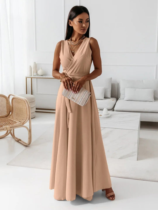 Damen Elegantes Wickel-Minikleid mit tiefem V-Ausschnitt und fließendem Stoff
