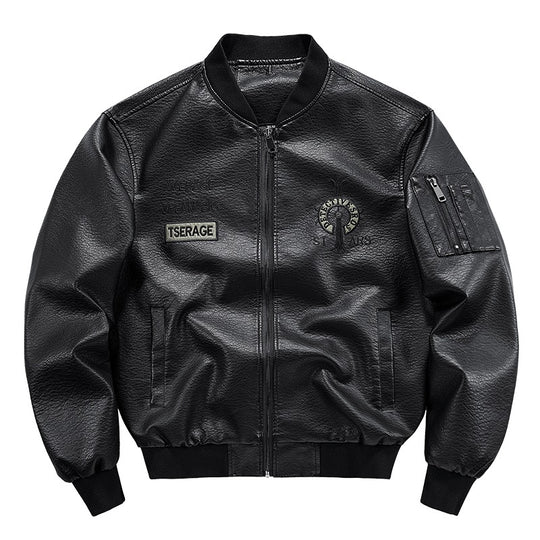 Herren Modische Kunstleder-Bomberjacke mit Taschen Shop Nory