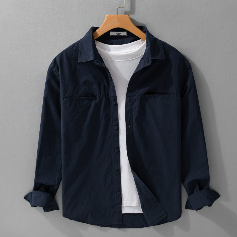 Herren Casual-Layering Hemdjacke mit versteckten Brustpaspeln und weichem Griff Shop Nory