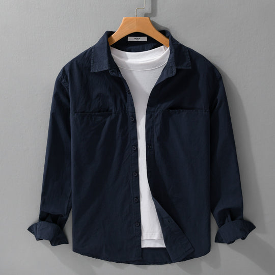 Herren Casual-Layering Hemdjacke mit versteckten Brustpaspeln und weichem Griff Shop Nory