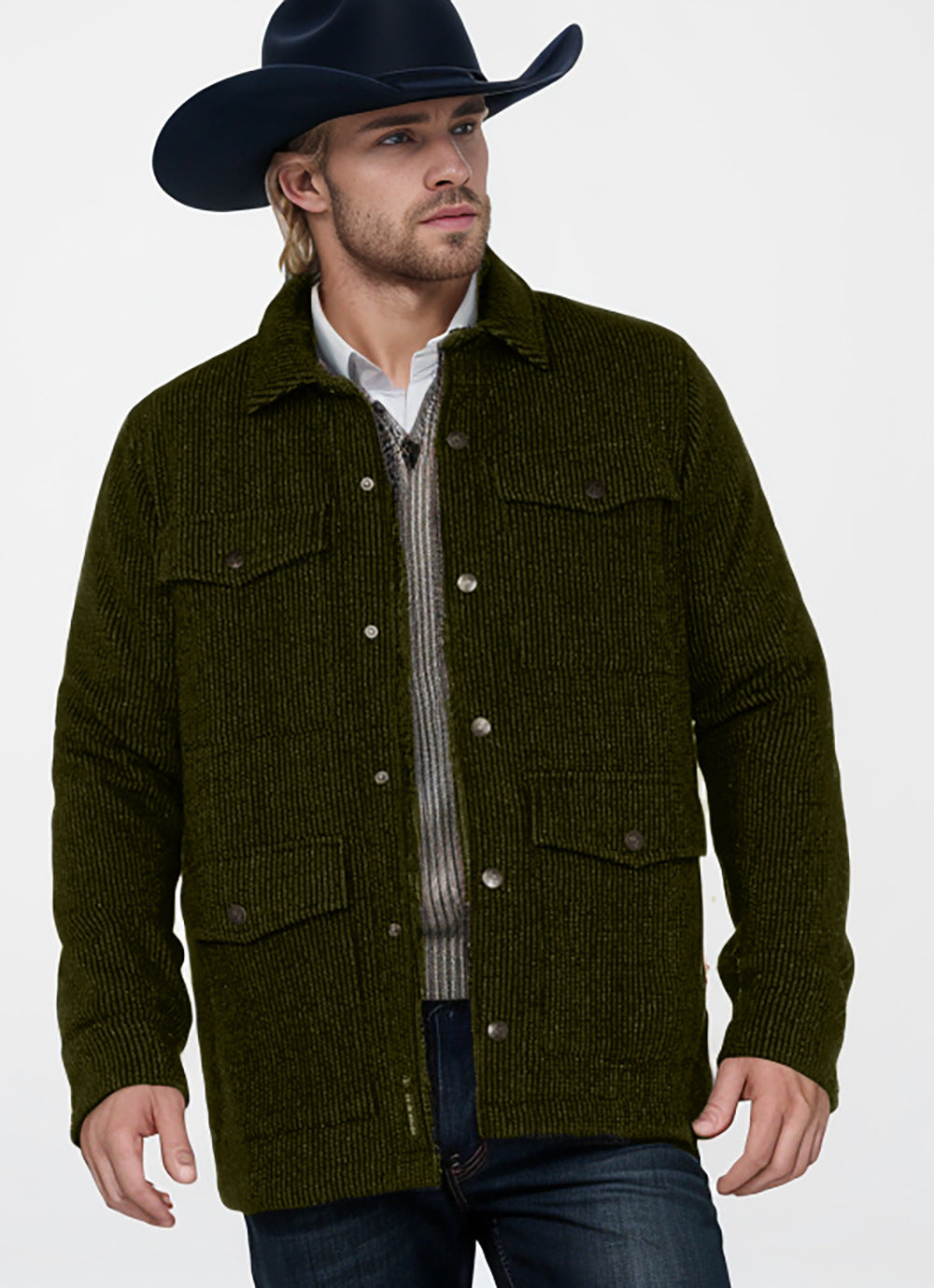 Herren Gerippte Cordjacke mit Pattentaschen und Hemdkragen Shop Nory