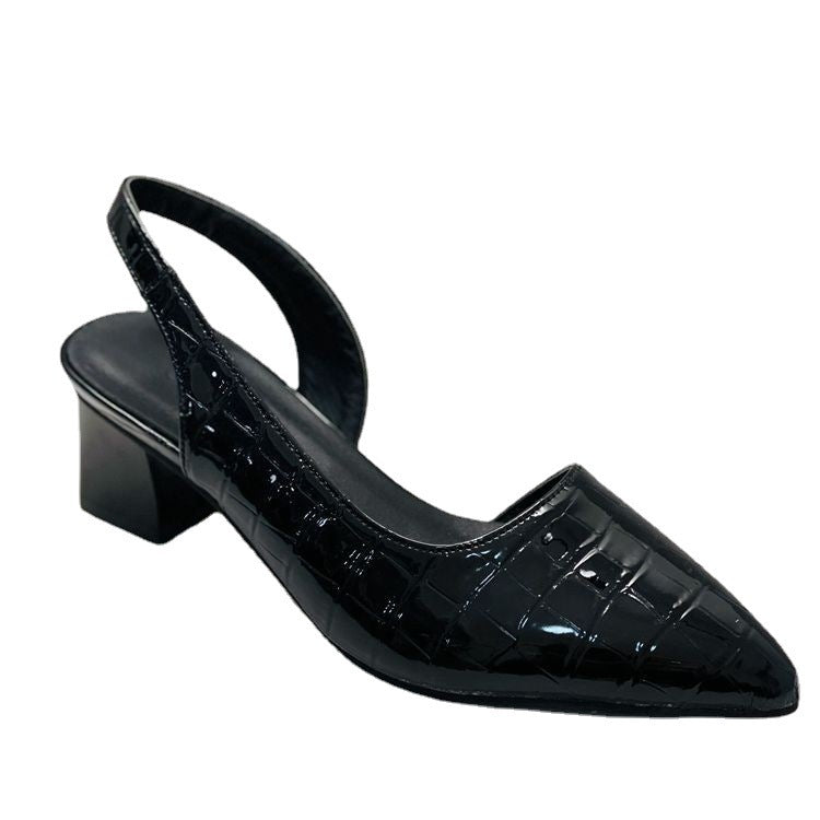 Damen Slingback-Pumps mit glänzendem Krokoprint und bequemer Blockabsatz