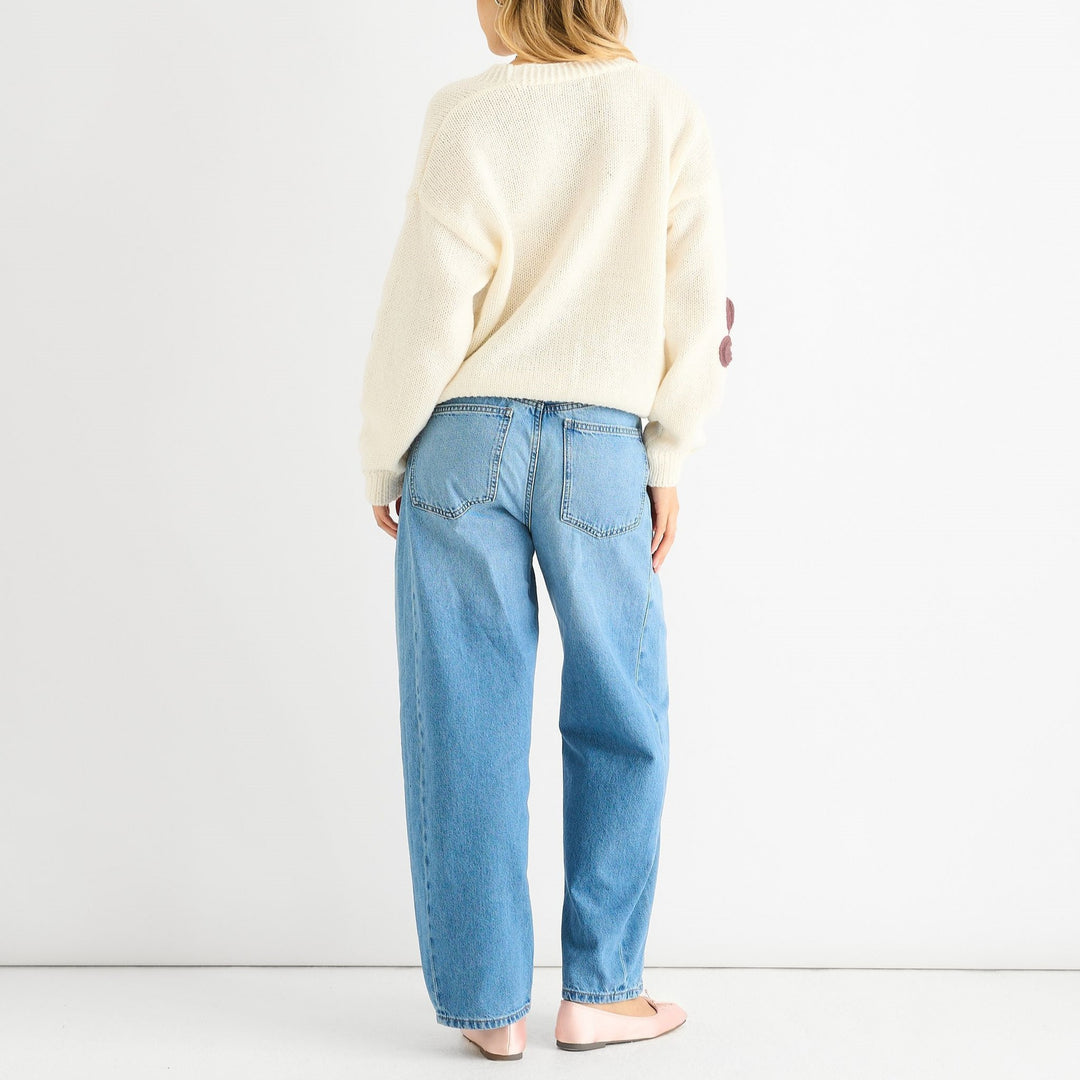 Damen Cardigan mit dreidimensionalen Blumenapplikationen und V-Ausschnitt Shop Nory
