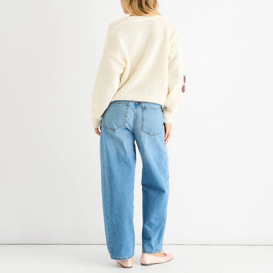 Damen Cardigan mit dreidimensionalen Blumenapplikationen und V-Ausschnitt Shop Nory