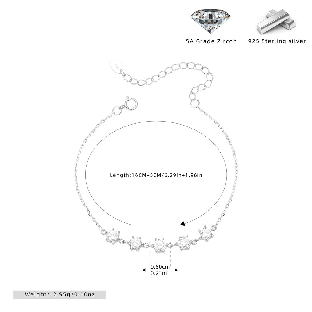 Damen Armband mit funkelnden 5A Zirkonsteinen aus hochwertigem 925 Sterling Silber Shop Nory