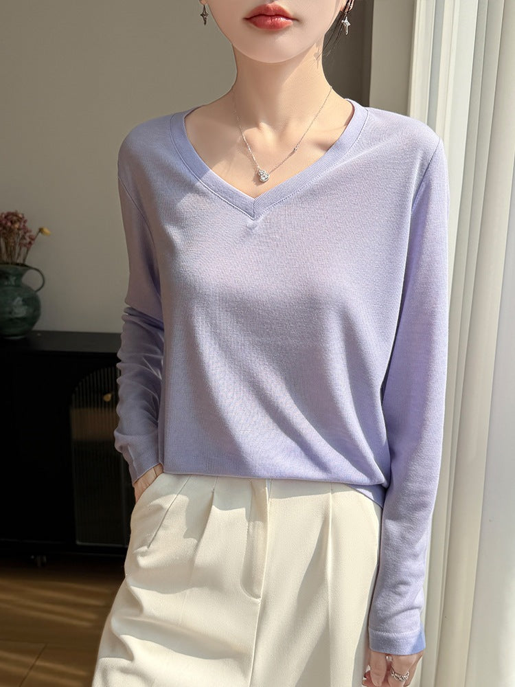 Damen Leichtes V-Ausschnitt-Feinstrick-Longsleeve Shop Nory