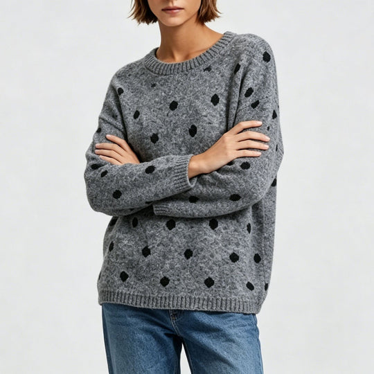Damen Oversize Strickpullover mit dezentem Punktemuster und Rundhalsausschnitt Shop Nory