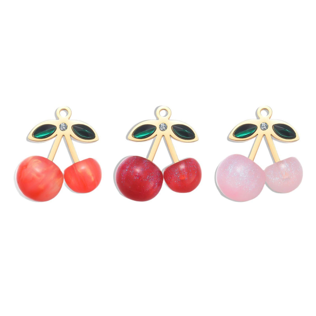 Damen Schmuckanhänger mit Kirschmotiv und funkelnden Kristallen Shop Nory