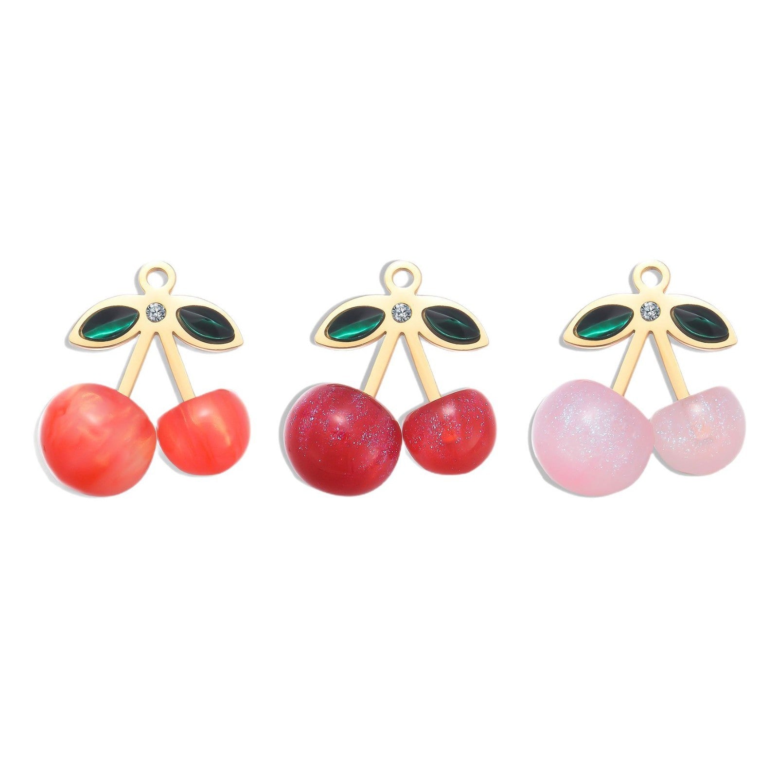 Damen Schmuckanhänger mit Kirschmotiv und funkelnden Kristallen Shop Nory