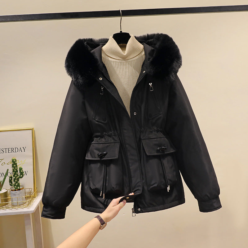 Damen nan Thermo-Parka mit Kapuze, voluminösem Kunstpelzkragen, Tunnelzugtaillierung und Multifunktions-Taschen Shop Nory