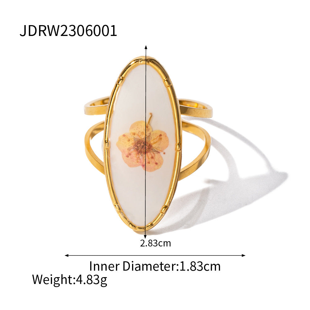 Damen Offener Ring mit charmanten floralen Motiven und hypoallergener Edelstahlverarbeitung Shop Nory