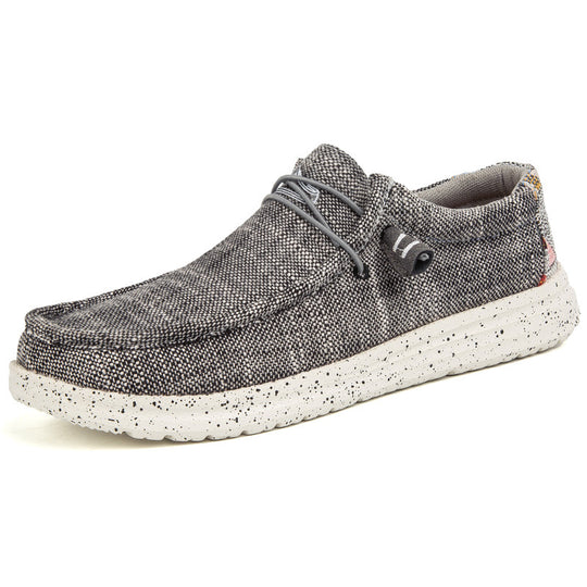 Herren Legerer Canvas-Mokassin-Slipper mit geflochtener Schnürung und gefleckter EVA-Sohle Shopy Nory
