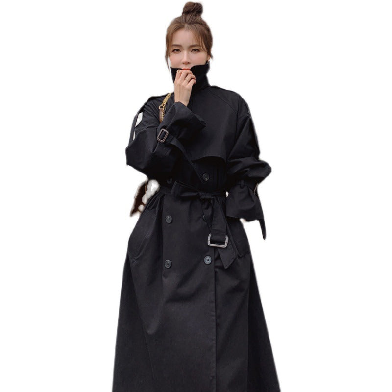 Damen Oversize-Trenchcoat mit Taillengürtel, doppelter Knopfleiste und Sturmklappe Shop Nory