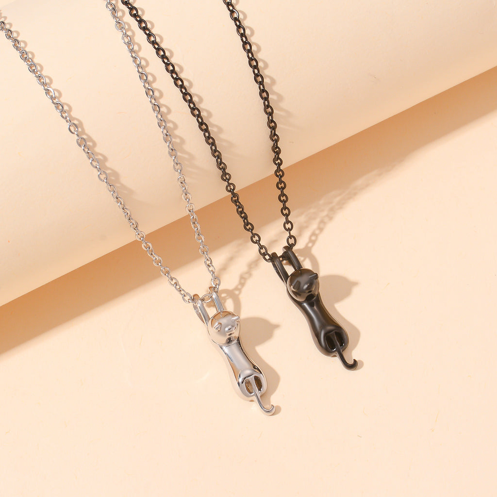 Damen Halskette mit charmantem Katzenanhänger aus hochwertigem Metall Shop Nory