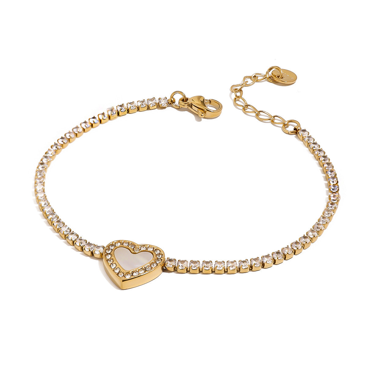 Damen Armband mit herzförmigem Anhänger und funkelnden Zirkonia Shop Nory
