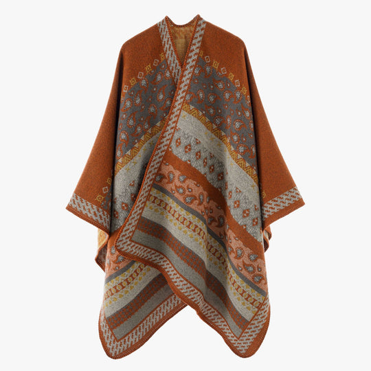 Damen Strickcape im Paisley‑Jacquard mit asymmetrischem Saum Shop Nory